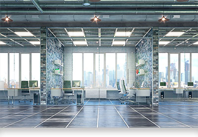 professional cleaning service provides modern office cubicals with super clean floors and windows