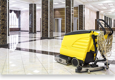 professional floor buffing machine on polished marble floors